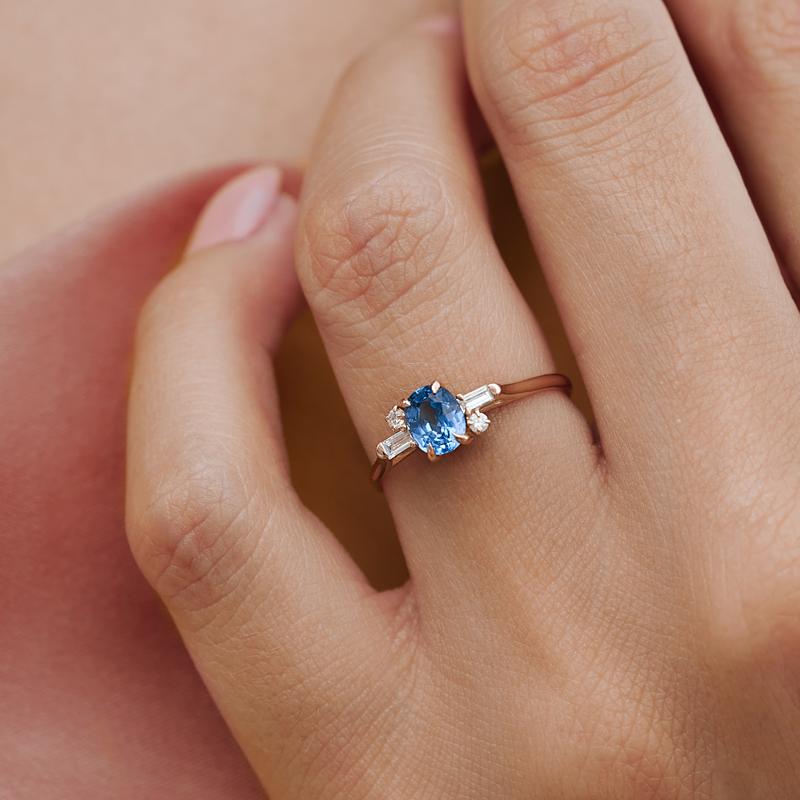 1.13 Carat Blue Zircon Gemstone Ring in 14k White Gold – Greenleaf Diamonds
